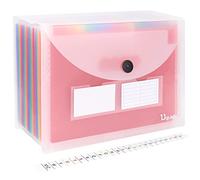 Uquelic 24 Pockets Expanding File Folder - File Organisers/Accordion Document Organiser with Lid/A4 Filing Folders and Storage Files, Rainbow Accordian File Wallet Folder with Tags