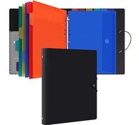 Uquelic A4 Ring Binder Organiser with 12 Pcs Punched Pockets - Upgraded Folders for Paperwork, Popper Wallets Folder Organiser for Home Office - Black