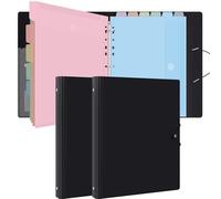 Uquelic A4 Ring Binder Organiser with 12 Pcs Punched Pockets - Upgraded Folders for Paperwork, Popper Wallets Folder Organiser for Home Office (Macaron Color 2pcs)
