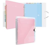 Uquelic A4 Ring Binder Organiser with 12 Pcs Punched Pockets - Upgraded Folders for Paperwork, Popper Wallets Folder Organiser for Home Office (Transparent Macaron)