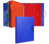 Uquelic A4 Ring Binder with 12 Pcs Punched Pockets - Upgraded Folders for Paperwork, Plastic Popper Wallets - Document Organiser for Home Office School - Blue