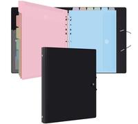 Uquelic A4 Ring Binder with 12 Pcs Punched Pockets - Upgraded Folders for Paperwork, Plastic Popper Wallets - Document Organiser for Home Office School (Macaron Color)