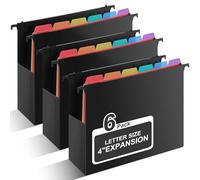 Uquelic A4 Suspension Files 6 Pack, Extra Capacity Hanging Files with Tabs and Colorful Folder Dividers, 4 Inch Expansion, Plastic Filing Cabinet Suspension Files for School, Home and Office