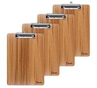Uquelic Clipboard/Writing Board/Clipboard A4 4 Pieces Clipboards A4 Elegance Luxury Wood Grain Rounded Corners Clipboard with Robust Clip and Hole for Hanging