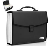 Uquelic Expanding File Folder 26 Pockets - Upgraded Durable Buckle with Ergonomic Handle/Large A4 Expandable File Organizer/Accordion Filing Document for Business Home (Black)