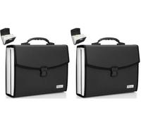 Uquelic Expanding File Folder 26 Pockets - Upgraded Durable Buckle with Ergonomic Handle/Large A4 Expandable File Organizer/Accordion Filing Document for Business Home (Black) (Pack of 2)