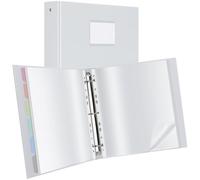 Uquelic Presentation Binder Folder, A4 Display Folder with 50 Punched Pockets, 6 Colorful PP Divider Pages, Upgraded Cardboard Cover, Plastic Sleeves for Documents, Certificates, and Receipts, Grey