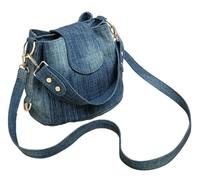 UQVUFIYJ New denim crossbody bag shoulder bag three pockets multi-compartments Simple Denim Bucket Shoulder Handbag Casual Retro Top-Handle Bags with Large Capacity Jean Satchel Shoulder daily leisure