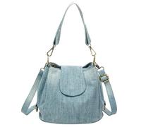 UQVUFIYJ New denim crossbody bag shoulder bag three pockets multi-compartments Simple Denim Bucket Shoulder Handbag Casual Retro Top-Handle Bags with Large Capacity Jean Satchel Shoulder daily leisure