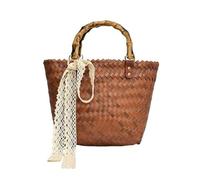 UQVUFIYJ New straw-woven handbag handbag retro woven handbag tote bag beach handbag Bamboo Handle Bamboo Strip Beach Bag Large Straw Tote Bag Shoulder Bag Woven Summer Handbag for Vacation(Large)