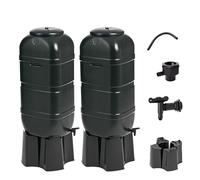 UR CHOICE 100L Water Butt - Garden Water Storage - Plastic Water Butt Set Including Tap, Stand, Lockable Lid, & Filler Kit - Ideal for Any Garden - Eco Friendly Water Storage Unit - Black (2)…