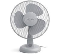 UR CHOICE 12-Inch Portable Oscillating Desk Fan | Matt Grey | 3 Speed Settings | Adjustable Tilt | Silent & Energy-Efficient | Rotary Knob Control | Ideal for Home & Office Cooling