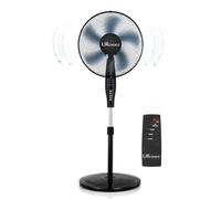UR CHOICE 16" Pedestal Fan with Remote Control - 3 Speed Oscillating Standing Floor Fan, Adjustable Height & Tilt, Programmable Timer, Quiet Electric Cooling Fan for Bedroom Living Room Office, Black