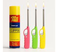 UR CHOICE 3-Pack BBQ Refillable Multicolour Safety Candle Fire Lighters with Free Clipper Gas Refill Bottle | Outdoor BBQ Essentials