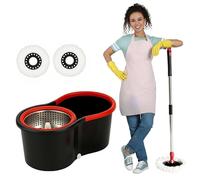 UR CHOICE 360° Spin Mop & Bucket Set, 6L Bucket & 2 Microfibre Pads Floor Mop with Stainless Steel Handle, Easy Cleaning for Home, Kitchen, Tiles & Wooden Floors