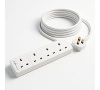 UR CHOICE 4 Gang Extension Lead - 5 Metre White Cable with UK Plug & 3-Pin Sockets | Wall-Mountable Multi Socket Power Strip for Home, Office, Kitchen & Bedroom (1 Pack)