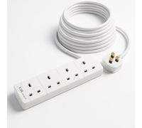 UR CHOICE 4-Way Extension Lead | 10M Long UK Power Strip | Surge Protected Multi Plug Socket | Heavy-Duty Extension Cable for Home, Office, Gaming, Workshop & Appliances (White)