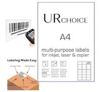 UR CHOICE A4 FBA Self Adhesive Postage Stickers | 100 Sheets/2100 Labels | Printable Sticky Labels | Laser & Inkjet Compatible | 63.5 x 38.1mm
