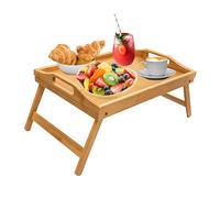 UR CHOICE Bamboo Bed Tray Table with Handles and Foldable Legs - Versatile Lap Desk for Breakfast, Snacks, Work & Crafts - Portable and Eco-Friendly Laptop Stand and Serving Tray