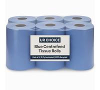 UR CHOICE Blue Roll Centrefeed Multipurpose Kitchen Towel for Cleaning Commercial & Home | Environment Friendly 2PLY Pack of 6 Laminated Rolls