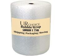 UR CHOICE Bubble Wrap - 500MM x 75M Roll of Premium Quality Polythene Small Bubble Wrap - Thicker & Durable - Ideal for Packaging, Delivering, and Moving Home/Office - Strong Protective
