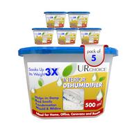 UR CHOICE Dehumidifiers Pack of 5, 500ml Moisture Absorber & Damp Remover, Prevents Mould, Mildew or Condensation, Disposable Wardrobe Dehumidifier Bags for Home, Bedroom, kitchen, Office