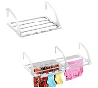 UR CHOICE Extendable Radiator Airer - Stainless Steel Drying Rack for Clothes | Foldable Laundry Dryer with 7 Bars | Space-Saving Radiator Clothes Airer | Adjustable Indoor Dryer (White, 20×38×78 cm)