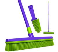 UR CHOICE Extendable Rubber Broom Pet Hair Remover Set, Long Handle Carpet Rake with Squeegee Edge and Rubber Hand Brush, Fur Remover for Carpets Rugs Hard Floors Windows and Car