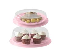 UR CHOICE Large Cake Box - Container Holder with Handle Locking- Food Storage - Takeaway for Cakes Desserts Pies - Storage Container Cover - Suitable for 11 inch (ROUND PINK 2 LEAD)