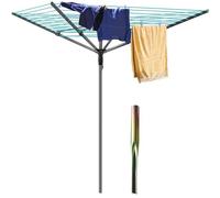 UR CHOICE Rotary Washing Line | 4 Arm Heavy-Duty Rotary Airer | 45M Outdoor Whirligig Clothes Dryer | Weatherproof, Space-Saving & Adjustable Height with Ground Spike for Garden & Laundry Drying