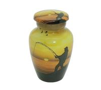 UR Keepsake Urn -Decorative Fishing Catching Keepsake Cremation Urn for Human Ashes with Velvet Box & Velvet Bag-Mini Keepsake Urn - Affordable Keepsake Urn (3 cu.in)