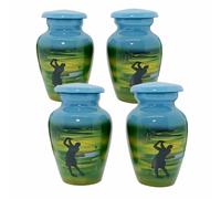 UR Keepsake Urn Set of 4-Perfect Golf Man Keepsake Cremation Urn for Human Ashes with Velvet Box & 4 Velvet Bag-Mini Keepsake Urn - Affordable Keepsake Urn (3 cu.in x 4pcs)