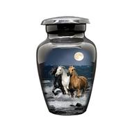 UR Keepsake Urn - Three Running Horses Cremation Urn for Human Ashes with Velvet Box & Bag - Mini(3 cu.in)
