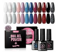 UR SUGAR Black White Gel Nail Polish Set, 12 Colours Pink Brown Glitter Nail Varnish Soak Off U V Nail Lamp Gel Polish Set for All Seasons Manicure Gift Set Box Kit