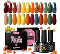 UR SUGAR Gel Nail Polish Set, 12 Colours Maple Pumpkin Yellow Orange Burgundy Red Green Glitter Fall Winter U V Gel Nail Polish, Soak off Nails Varnish Set Gifts for Women for Halloween Christmas