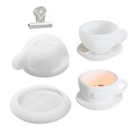 UR URLIFEHALL 1 Set Coffee Cup Silicone Moulds Tea Cup and Saucer Resin Moulds for Candle Holder Soap Wax Ornaments Crafts Home Party Decor