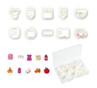 UR URLIFEHALL 10 pcs 10 Styles Mini Stationery Polymer Clay Cutters White Apple Scissors Book Clay Cutters for DIY Earrings Jewelry Craft Making Gift Set