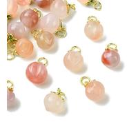 UR URLIFEHALL 10 pcs 2 Styles Natural Agate Peach Charms Summer 3D Cute Fruit Pendants Charms for Necklace Bracelet Earrings Jewelry Making DIY Crafts
