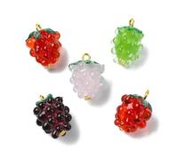 UR URLIFEHALL 10 Pcs 5 Styles Lampwork Glass Grape Charms 3D Fruit Shaped Charms Pendants for Jewellery Making DIY Crafts Keychain Earring