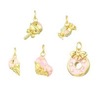 UR URLIFEHALL 10 pcs 5 Styles Sweet Food Enamel Dangle Charms Cute Candy Donut Ice Cream Pendants Charms for Bracelet Necklace Earring Jewelry Making