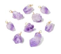 UR URLIFEHALL 10 Pcs Natural Amethyst Charms Chakra Healing Crystal Stone Charms for Bracelets Necklace Earring DIY Jewellery Making Crafts