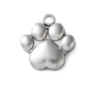 UR URLIFEHALL 10 Pcs Stainless Steel Paw Charms Silver Dog Pawprint Dangle Charms for Earrings DIY Pet Crafts Jewellery Making Hanging Decor