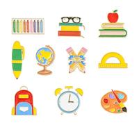 UR URLIFEHALL 10 pcs Study Theme Enamel Pin Badges Set Ruler Pen Book Brooch Lapel Pins for Clothes Sweater Scarft Cardigan Hats DIY Craft