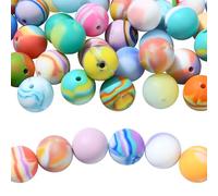 UR URLIFEHALL 100 Pcs 15mm Silicone Round Beads Colourful Silicone Focal Beads for Beadable Pens DIY Jewellery Crafts Garland