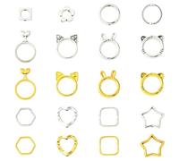 UR URLIFEHALL 100 Pcs 20 Styles Bead Frames Double Hole Square Ring Bead Hunger Frame Connectors for Beading Crafts Earrings Jewellery Making