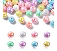 UR URLIFEHALL 100 Pcs 7 Colours AB Colour Chunky Bubblegum Ball Beads Acrylic Round Loose Beads for Jewellery Pen Bag Chain Making Crafts