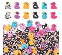 UR URLIFEHALL 100 Pcs Colourful Polymer Clay Duck Beads Cute Animal Spacer Beads for DIY Jewellery Making Crafts Gift Decoration
