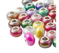UR URLIFEHALL 100 Pcs Opaque Resin European Beads - Large Hole Imitation Porcelain Rondelle Beads for Necklace & Bracelet DIY Jewellery Making