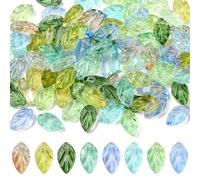 UR URLIFEHALL 100 pcs Random Leaf Lampwork Beads Handmade Colorful Mini Leaves Spacer Crystal Beads for Necklace Bracelet DIY Jewelry Making