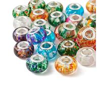 UR URLIFEHALL 100 Pcs Random Mixed Colour European Large Hole Beads Resin Murano Beads for DIY Necklace Bracelet Jewellery Making Crafts